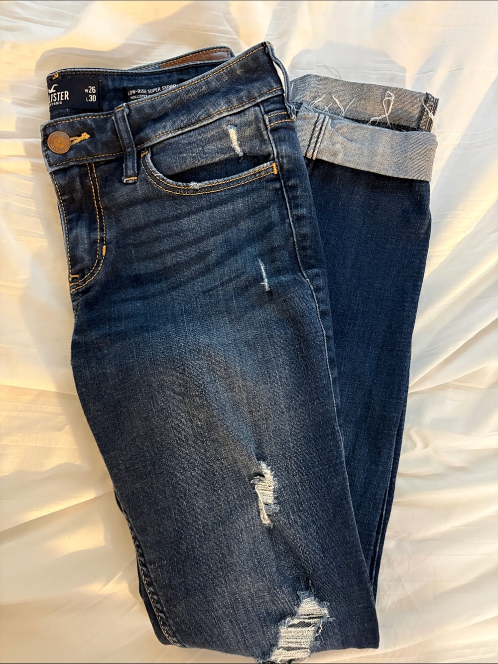 Hollister Low Rise Super Skinny Ripped Jeans